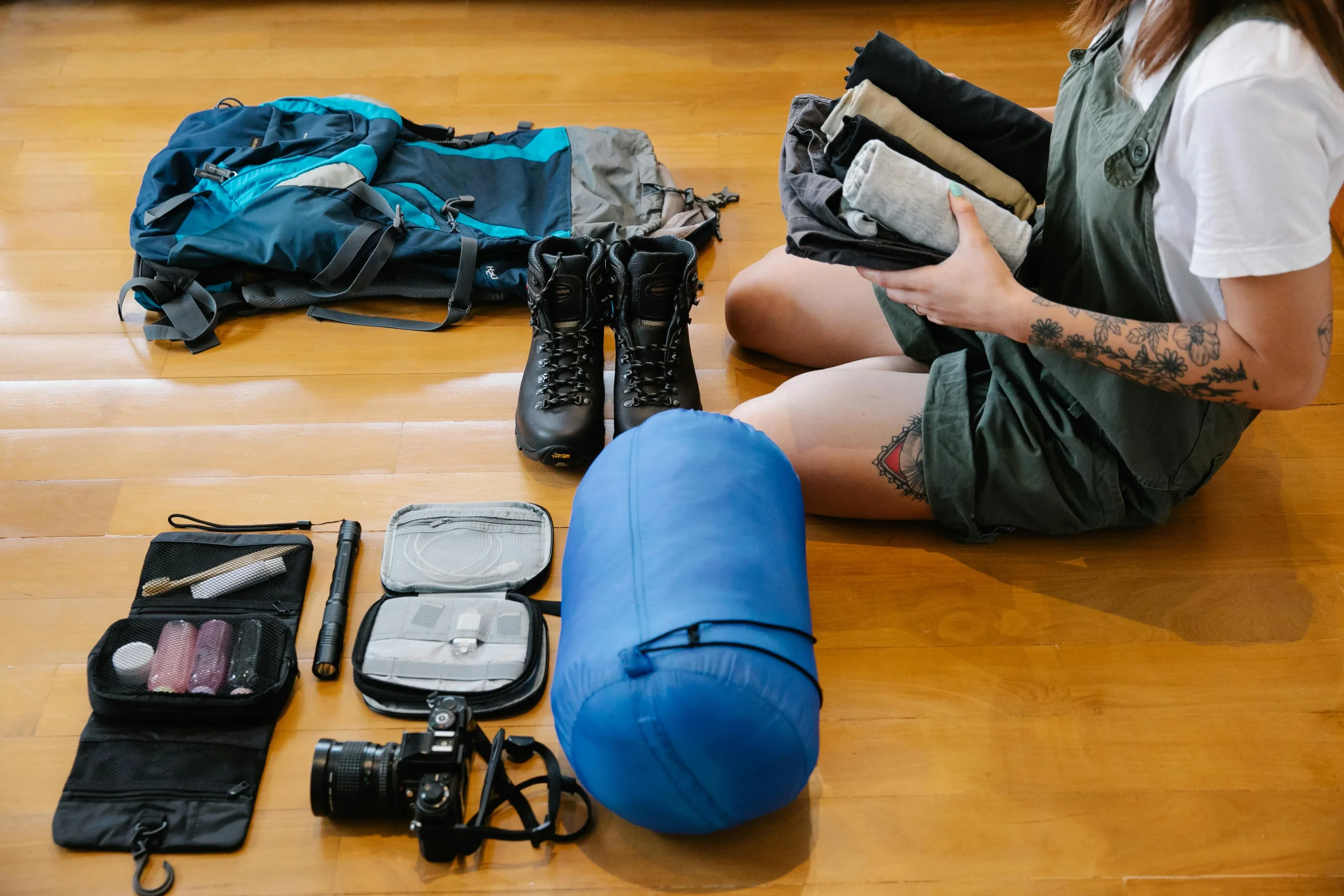 hiking planning habits with a neatly packed backpack containing trail essentials