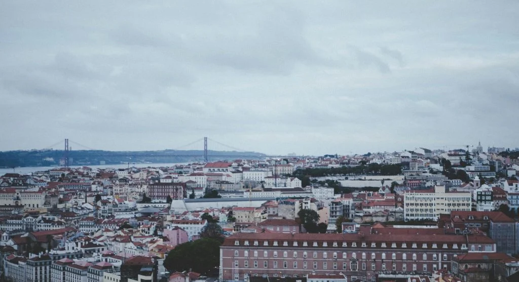 Panoramic view of Lisbon city and river