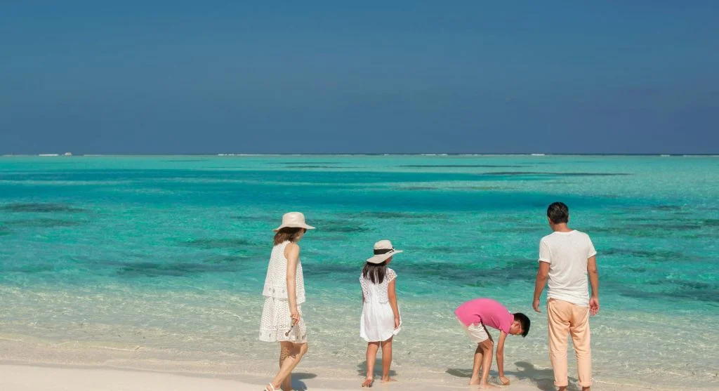 Family enjoying a calm day together on vacation