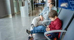 family staying calm during travel delay